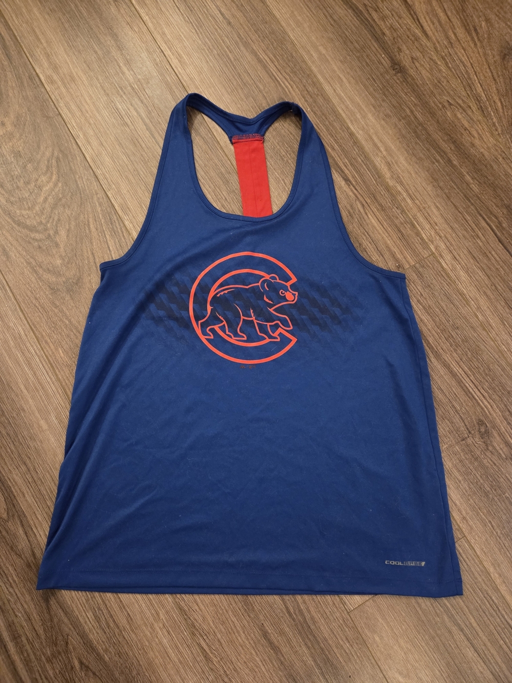 Womens Blue Coolwick Tank with Red Bear Logo